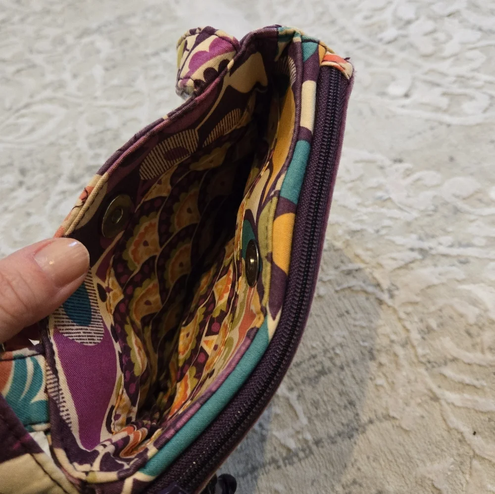 Vera Bradley Purple and Green Crossbody Bag with Adjustable Strap